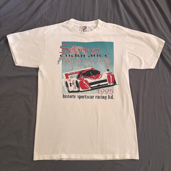 1995 Sebring Endurance Challenge Sportscar Racing T-Shirt Jerzees Medium White - Picture 2 of 7